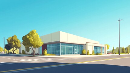 Obraz premium Modern building sunny street corner, landscaping, website design