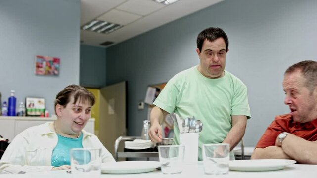 Adults with Disabilities Participate in Daily Living Skills Activity