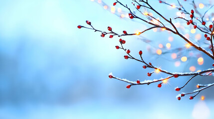 Winter Branches With Festive Lights
