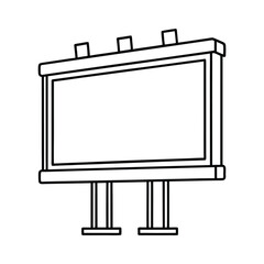 A clip art of Highway Advertisement Billboard outline on white background 
