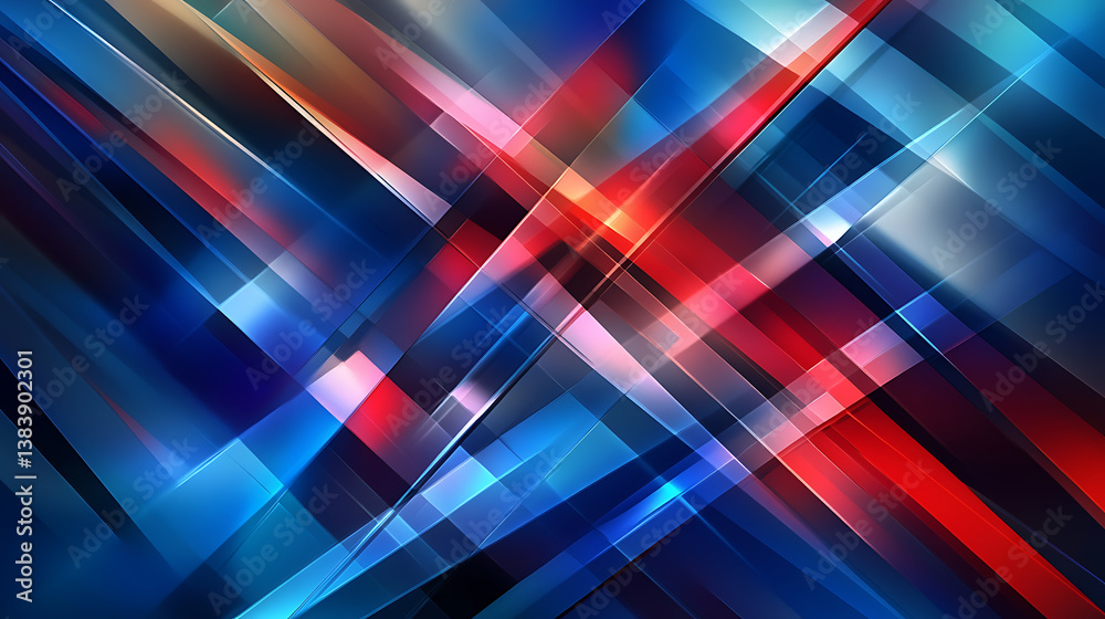 Aufkleber abstract background with blue and red gradients, geometric shapes, diagonal lines modern look