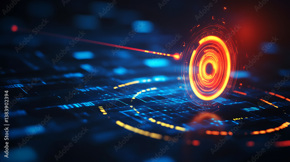 Poster Abstract background with digital data and target