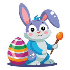 Obraz premium Cheerful Bunny with Vibrant Easter Eggs
