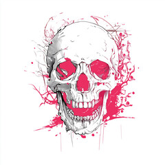 Skull illustration for t-shirt design, white background
