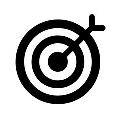 A clean black and white target vector icon, representing goals, focus, and precision. Ideal for business, education, and strategy designs.