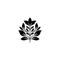 Minimalist Black Floral Logo Design, Botanical Leaf Icon, Elegant, Clean, Modern