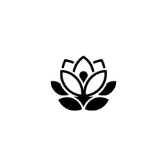 Minimalist Lotus Flower Logo on White, Serene and Modern