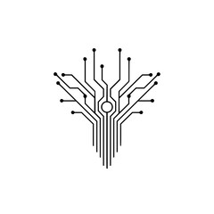 Tech Tree: Minimalist Circuit Board Design on Gray