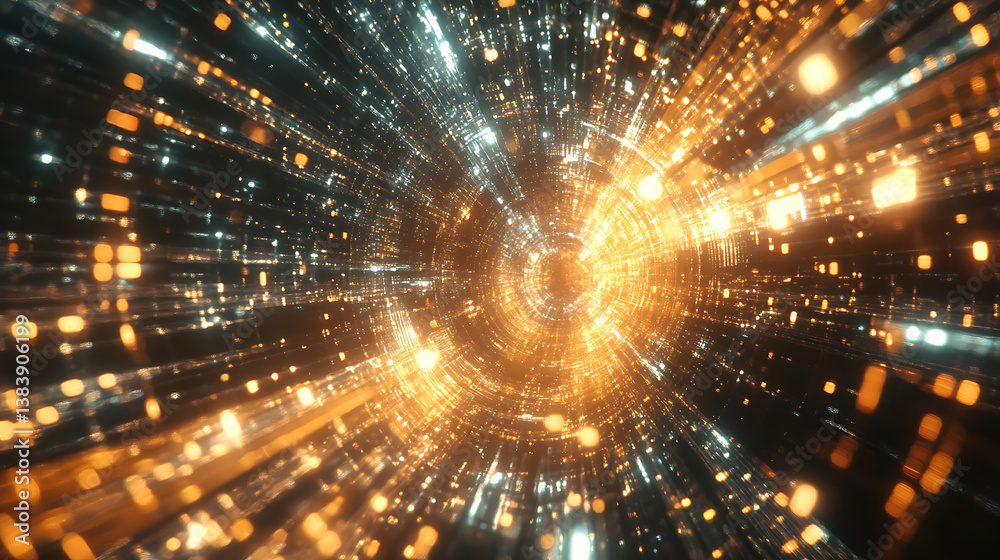 Poster Futuristic visualization of big data connection technology enabling smart city evolution and digital transformation through advanced telecommunication networks