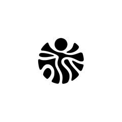 Abstract Human Figure in a Circle, Modern Minimalist Logo