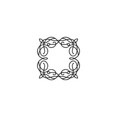 Minimalist Elegant Swirl Frame Logo Design, Geometric Border Element