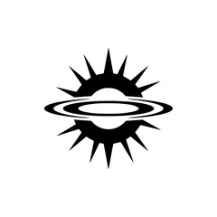 Abstract Sun-Ring Logo: Modern Black & White Design