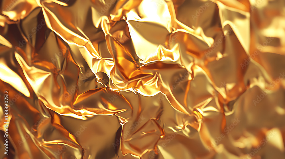 Aufkleber Gold foil background with shiny crumpled surface for texture background
