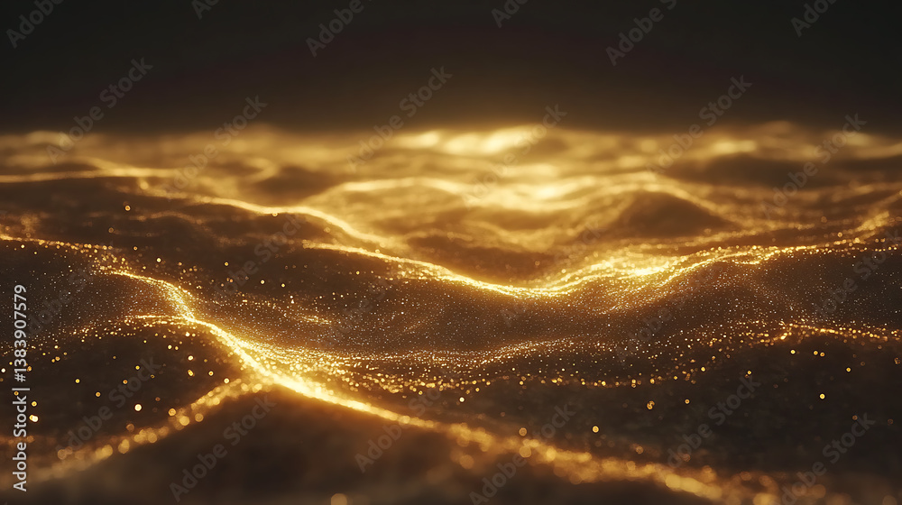 Aufkleber gold particles abstract background with shining golden floor particle stars dust, beautiful futurist