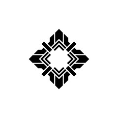 Geometric Abstract Logo: Black Diamond Shape on White Background