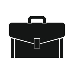 Minimalist Black Silhouette Briefcase Icon on White Background