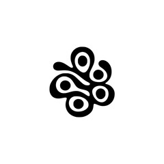 Abstract Black and White Organic Shape on Cream Background