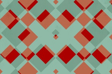 Geometric Pattern with Overlapping Red and Green Squares