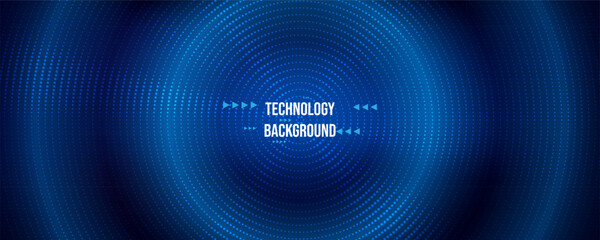 Abstract blue background with digital circular gradient and dots, vector illustration, Digital wave pattern, creating elegant and modern design for technology or business themes. 