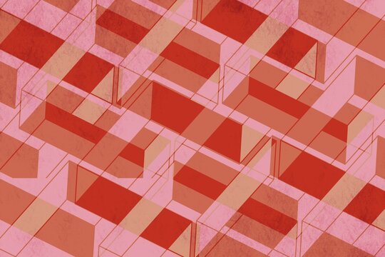 Abstract geometric pattern with overlapping red shapes