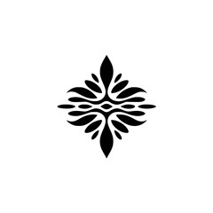 Geometric Black Floral Design on Cream Background, Decorative Vector Graphic