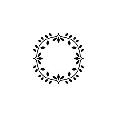 Minimalist Black Floral Frame on White Background