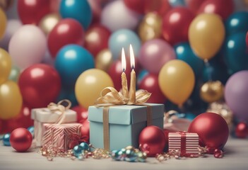 birthday balloons holiday gifts party decoration background happy sweet balloon colourful template celebrate decorated greeting gift illustration present surprise pink celebration festive dessert