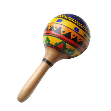 Colorful maraca used in traditional Mexican music on a Transparent background, Maraca classic Mexican music Instrument, PNG background