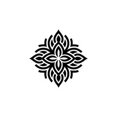 Geometric Floral Ornament Logo: Black & White Decorative Design
