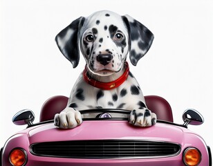 Niedlicher Dalmatiner fährt Auto