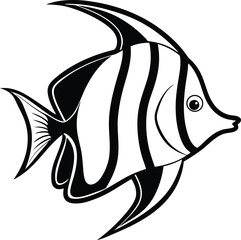 Anger Fish Line art Design with white background