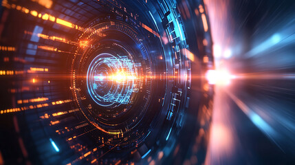Fototapeta premium Hadron collider tech illustration, futuristic modern