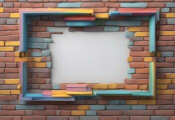 brick render frame fill border content colorful 3d background build colours construction block education many-coloured kindergarten activity learning childhood birthday leisure preschool children