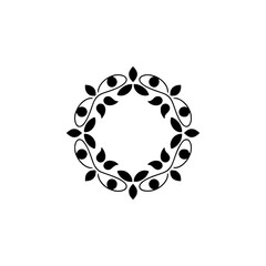 Elegant Floral Wreath Frame, Minimalist Black and White Design
