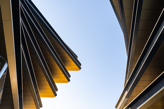 Sleek Modern Architectural Elements Against Clear Sky