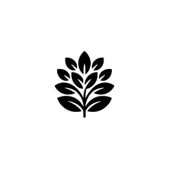 Minimalist Black Leafy Logo Icon on White Background