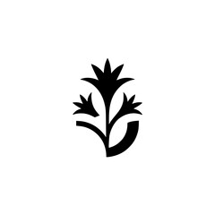 Minimalist Floral Silhouette on White - Logo, Design Element