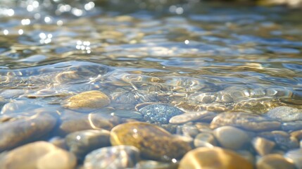 Crystal-clear stream with small gems glistening under the water surface.