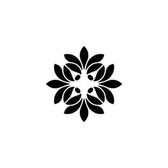 Minimalist Floral Mandala: Black Petals on White, Modern Design