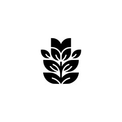 Minimalist Black Plant Logo on White Background