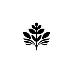 Minimalist Black Botanical Logo on Cream Background