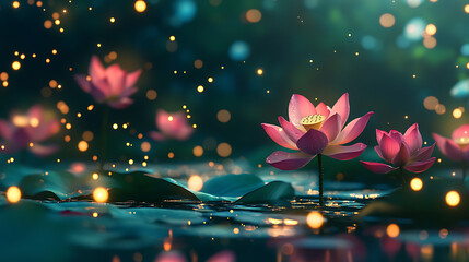 Lotus flowers with bokeh blur background