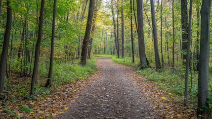 Fototapeta premium Forest path with signs of recent digging, small glints of color among the earth.
