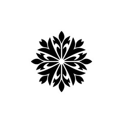 Minimalist Floral Mandala in Black on White - Decorative Design Element