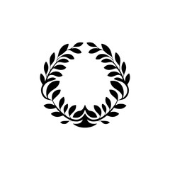 Obraz premium Minimalist Laurel Wreath Logo, Elegant Black on White, Symbol of Victory
