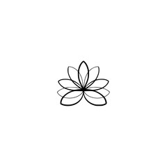 Minimalist Lotus Flower Logo, Black Outline on White