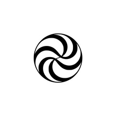 Black and White Swirl Logo Design, Abstract Geometric Symbol