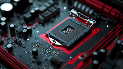 Fototapeta premium Microprocessor and cpu technology background, main microchip on the motherboard