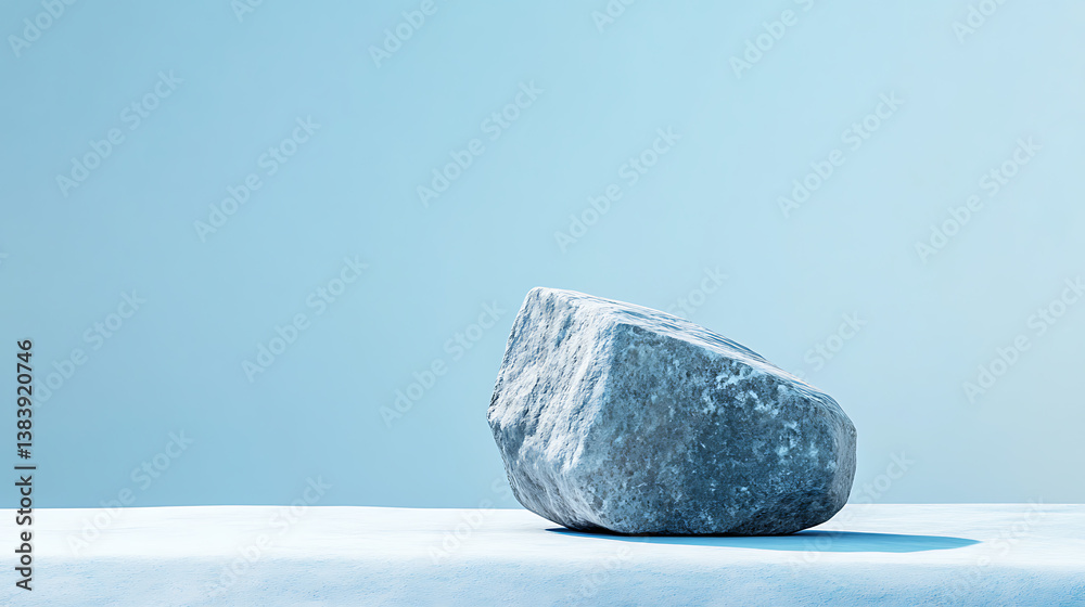 Poster minimal background for branding and product presentation, natural stone for product display on blue 