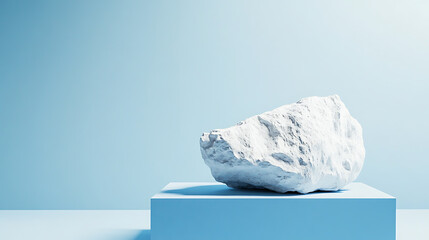 Minimal background for branding and product presentation, natural stone for product display on blue background